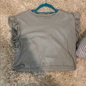 Gray Ruffle Sleeve Women's Top